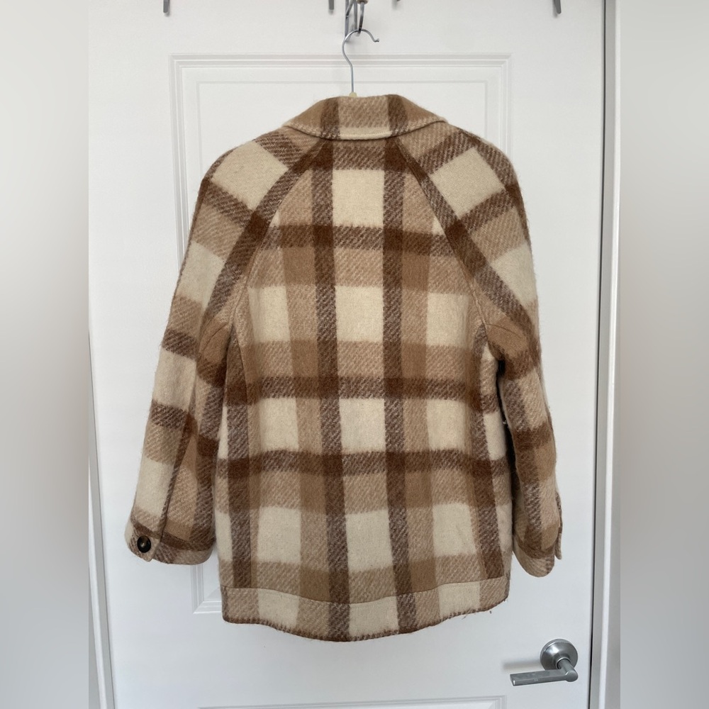 Sezane Alda Brown and Cream Plaid Jacket FR 36/US 4 - Picture 10 of 15